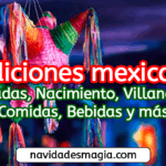 Tradiciones navideñas en México con posadas, nacimientos, villancicos, piñatas, cenas familiares y celebraciones típicas mexicanas llenas de color, fe y alegría durante la época de Navidad