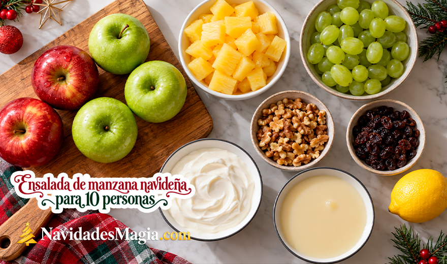 ensajada de manzana navideña para 10 personas