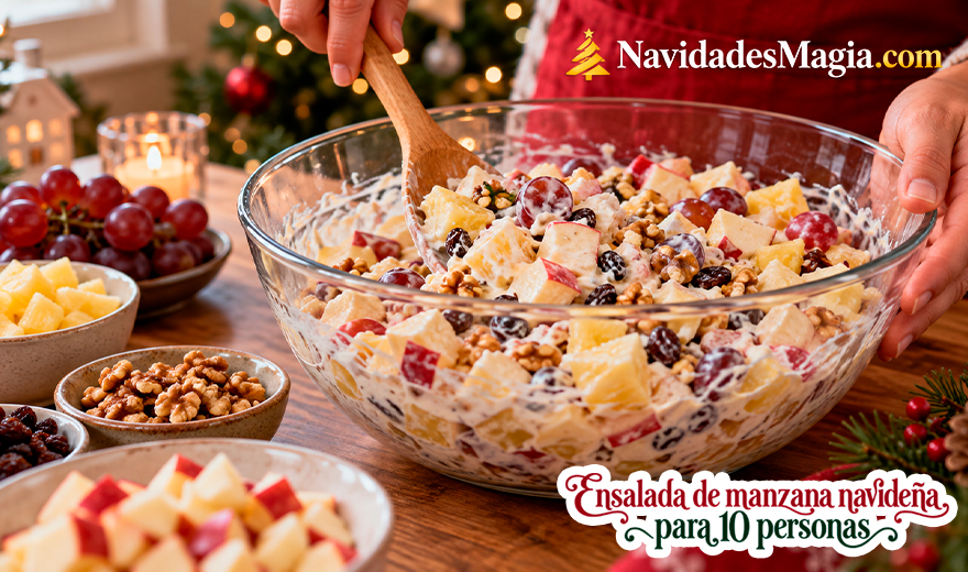 ensajada de manzana navideña para 10 personas