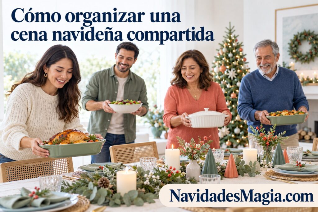 Portada: Amigos llegan con recipientes cerrados a una cena navideña compartida
