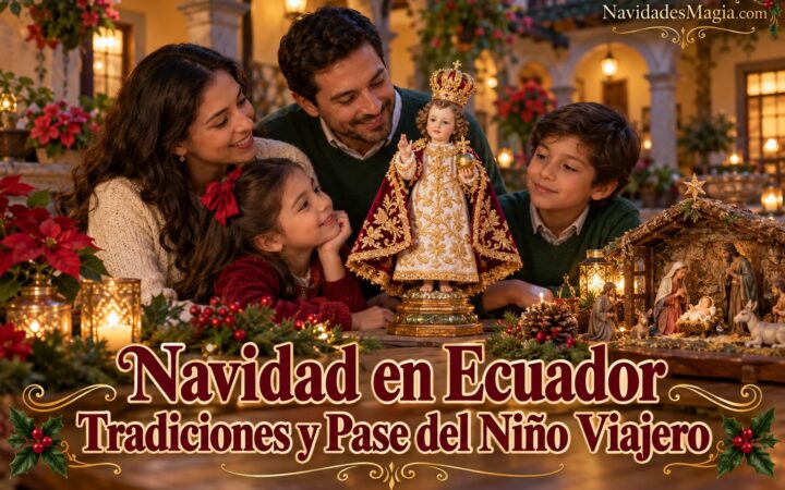 Portada ilustrada: Navidad en Ecuador: tradiciones y Pase del Niño Viajero