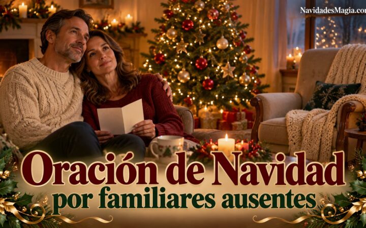 Dos familiares juntos junto al árbol navideño y una silla vacía