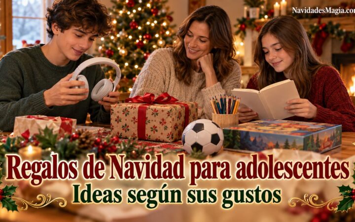 Familia eligiendo regalos de Navidad para adolescentes según sus gustos
